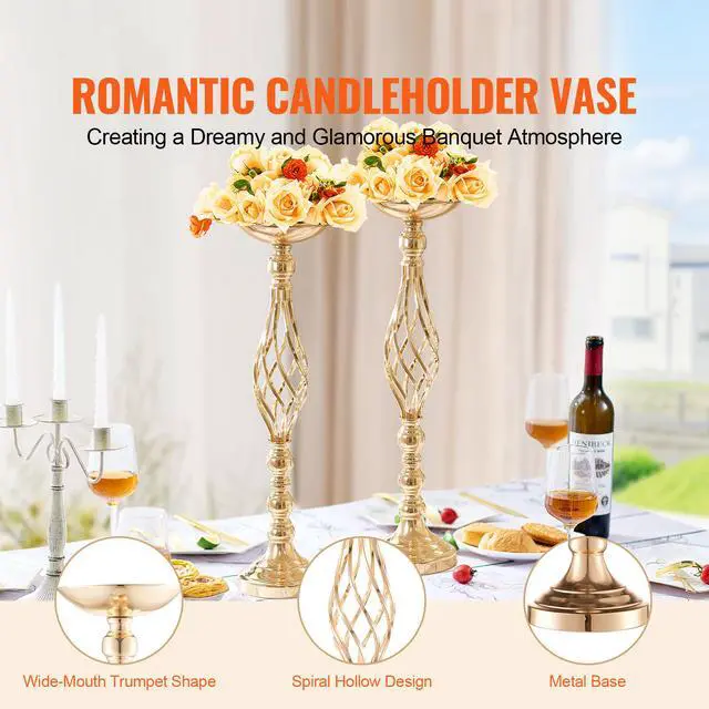 Alt view image 9 of 14 - VEVOR 20PCS 58cm/22.83 Wedding Flower Vase Metal Gold Floral Stand for Table