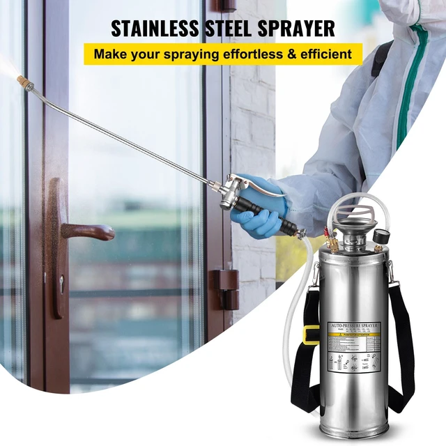 Alt view image 2 of 8 - 3 Gallon Stainless Steel Sprayer, 20" Wand & 3FT Reinforced Hose, Hand Pump Sprayer with Pressure Gauge, Safety Valve & Adjustable Nozzle, Garden Weed Sprayer for Lawn, Gardening & Sanitizing