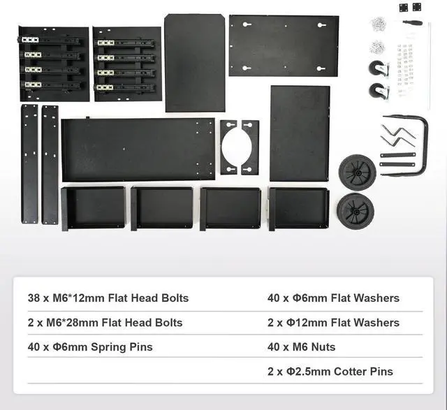 Alt view image 14 of 14 - VEVOR Welding Cart, 2-Tier 4 Drawers Welder Cart with 265 LBS Weight Capacity, 360° Swivel Wheels, Tank Storage Safety Chains, Heavy Duty Rolling MIG Welder Cart for Mig Welder and Plasma Cutter