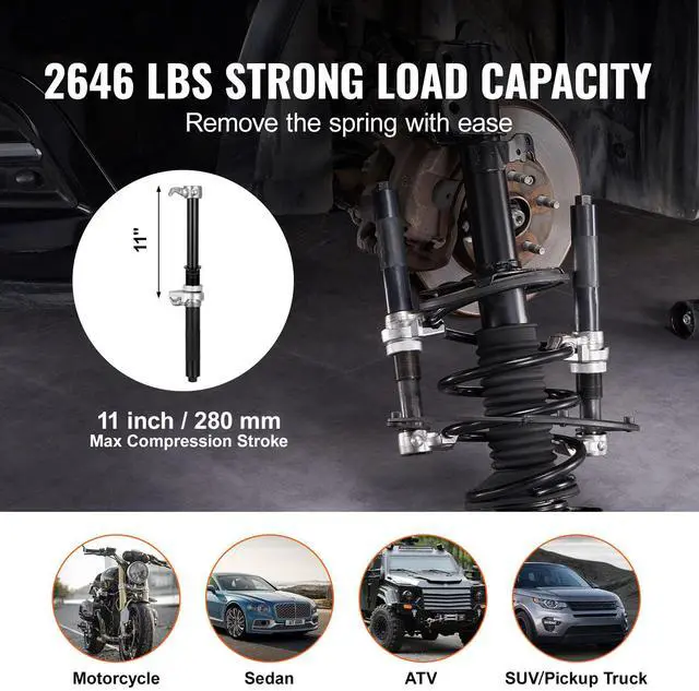 Alt view image 9 of 14 - VEVOR Coil Spring Compressor Tool, 2 pcs Heavy Duty Macpherson Strut Spring Compressor Set, 2646 lbs Strut Spring Compressor with Safety Bracket and Carrying Case, for Car Truck ATV UTV