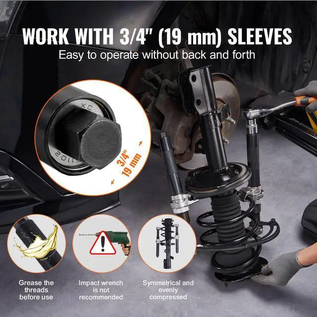 Alt view image 13 of 14 - VEVOR Coil Spring Compressor Tool, 2 pcs Heavy Duty Macpherson Strut Spring Compressor Set, 2646 lbs Strut Spring Compressor with Safety Bracket and Carrying Case, for Car Truck ATV UTV