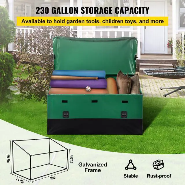 Alt view image 4 of 7 - Outdoor Storage Box Patio Deck Box 230 Gallon Waterproof PE Tarpaulin