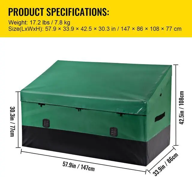 Alt view image 7 of 7 - Outdoor Storage Box Patio Deck Box 230 Gallon Waterproof PE Tarpaulin
