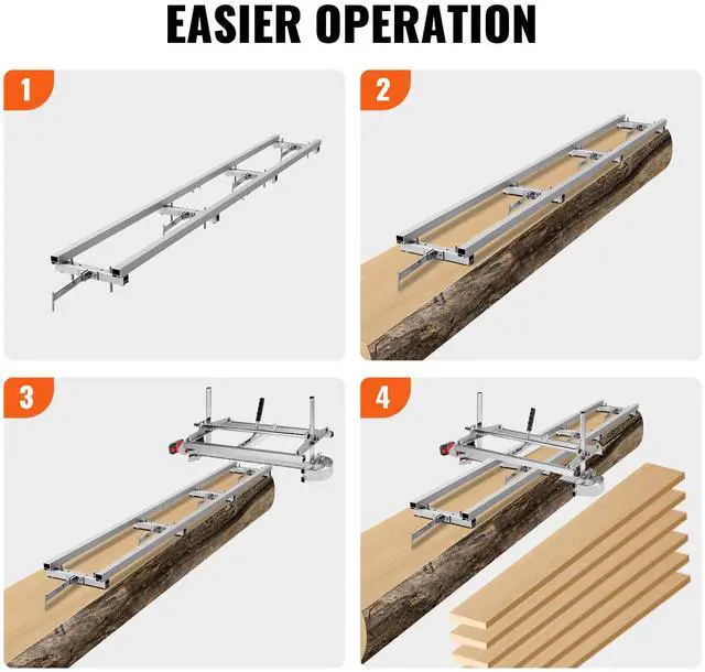 Alt view image 12 of 14 - VEVOR Rail Mill Guide System, 9 ft Milling Guide, 4 Crossbar Kits Chainsaw Mill Rail Guide, Aluminum Adjustable Saw Mill Rail System Work with Chainsaw Mills for Builders and Woodworkers