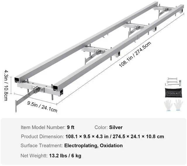 Alt view image 14 of 14 - VEVOR Rail Mill Guide System, 9 ft Milling Guide, 4 Crossbar Kits Chainsaw Mill Rail Guide, Aluminum Adjustable Saw Mill Rail System Work with Chainsaw Mills for Builders and Woodworkers