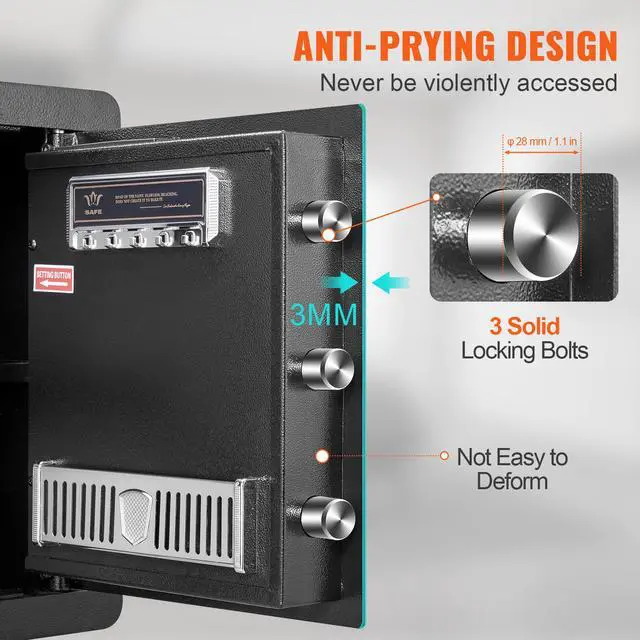 Alt view image 6 of 9 - VEVOR Safe 1.8 Cubic Feet Home Safe Steel for Cash Gold 15.75x13x16.9 inch