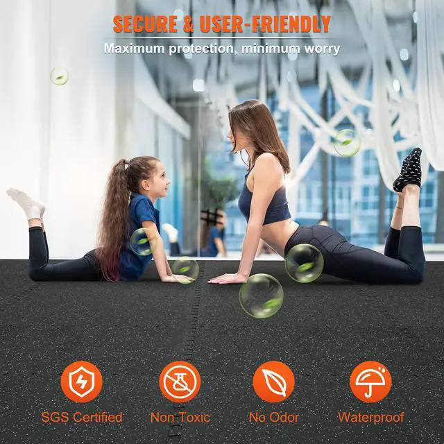 Alt view image 13 of 15 - VEVOR 6 PCS 1/2 inch Thick Gym Floor Mats, 24" x 24" EVA Foam & Rubber Top Interlocking Workout Floor Mats with 24 sq.ft Coverage, Waterproof Exercise Puzzle Flooring for Gym, Home, Garage, Basement