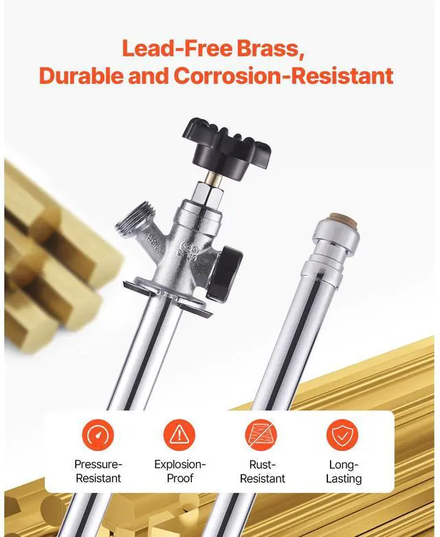 Alt view image 5 of 8 - 12 in Frost-Free Sillcock 1/2" PTC x 3/4" MHT Hose Bibb Anti-Siphon Valve