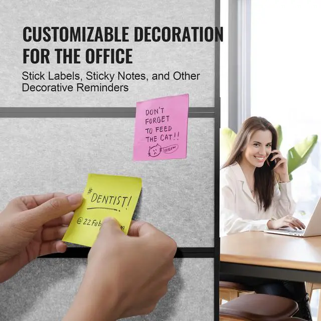 Alt view image 6 of 9 - VEVOR  Acoustic Room Divider 72" x 66" Office Partition Panel 2 Pack, Office Dividers Partition Wall Polyester & 45 Steel Cubicle Wall Reduce Noise and Visual Distractions, Light Gray