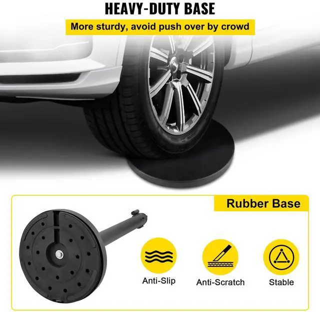 Alt view image 5 of 7 - Crowd Control Stanchion, Set of 6 Pieces Stanchion Set, Stanchion Set with 6.6 ft/2 m Red Retractable Belt, Crowd Control Barrier with Rubber Base  Easy Connect Assembly for Crowd Control (Blac