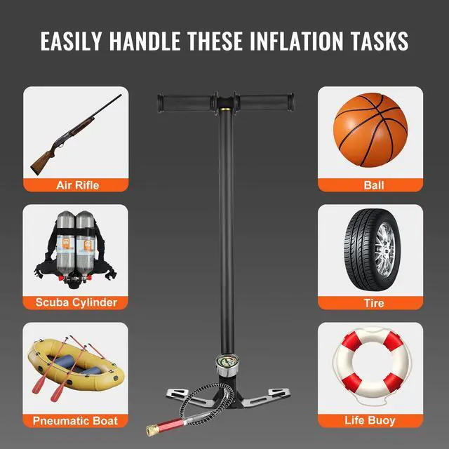 Alt view image 6 of 7 - PCP Hand Pump, 3 Stage, 30Mpa 4500 PSI High Pressure PCP Air Rifile Filling Stirrup Pump with Oil-Moisture Filter Pressure Gauge, Stainless Steel for Airguns Scuba Tank Paintball Filling Tire