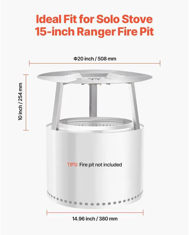 Alt view image 11 of 14 - Fire Pit Heat Deflector for Solo Stove Yukon 20 in Bonfire Stainless Steel