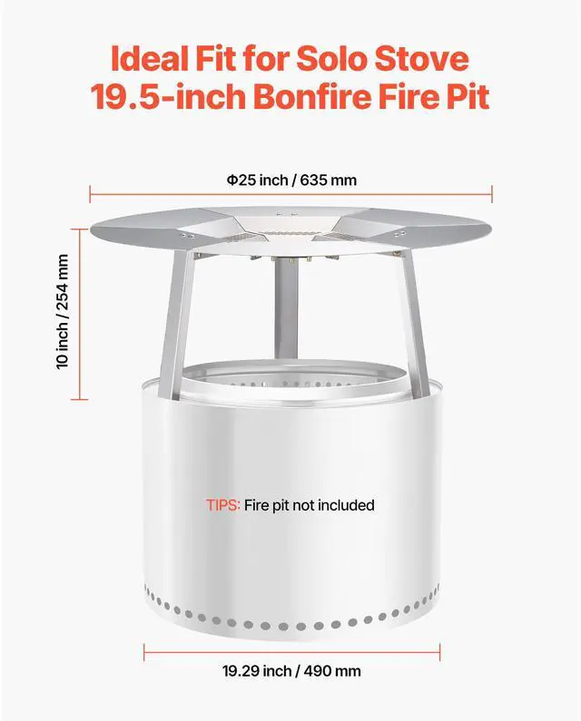 Alt view image 11 of 14 - Fire Pit Heat Deflector for Solo Stove Yukon 25 in Bonfire Stainless Steel
