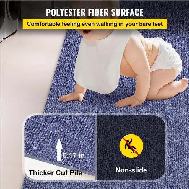 Alt view image 3 of 7 - Deep Blue Marine Carpet 6 ft x 39.3 ft, Boat Carpet Rugs, Indoor Outdoor Rugs for Patio Deck Non-Slide TPR Water-Proof Back Outdoor Marine Carpeting Outdoor Carpet