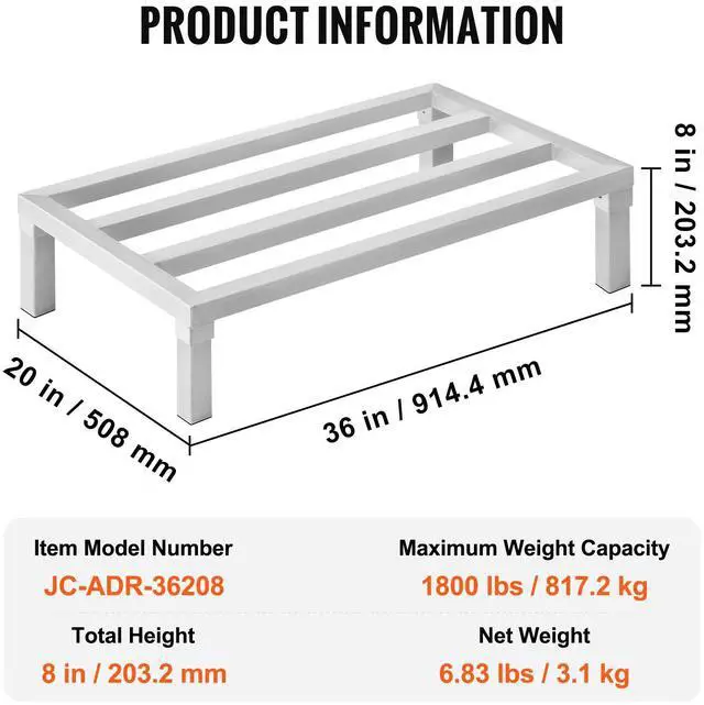 Alt view image 8 of 8 - VEVOR Aluminum Dunnage Rack Stationary Dunnage Rack 36 x 20 x 8 Storage Rack