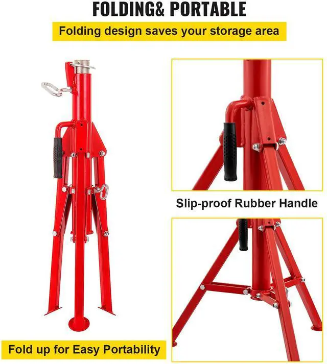 Alt view image 5 of 7 - V Head Pipe Stand 1/8\"-12\" Capacity,Adjustable Height 28\"-52,Pipe Jack Stands 2500 lb. Load Capacity,Portable Folding Pipe Stands, Carbon Steel Body More Durable