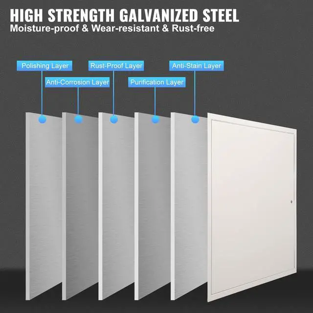 Alt view image 9 of 14 - VEVOR Access Panel for Drywall & Ceiling, 16 x 16 Inch Plumbing Access Panels, Reinforced Access Door, Heavy-Duty Steel Wall Hole Cover, Easy Install Removable Hinged Panel for Wiring & Cables, Silver