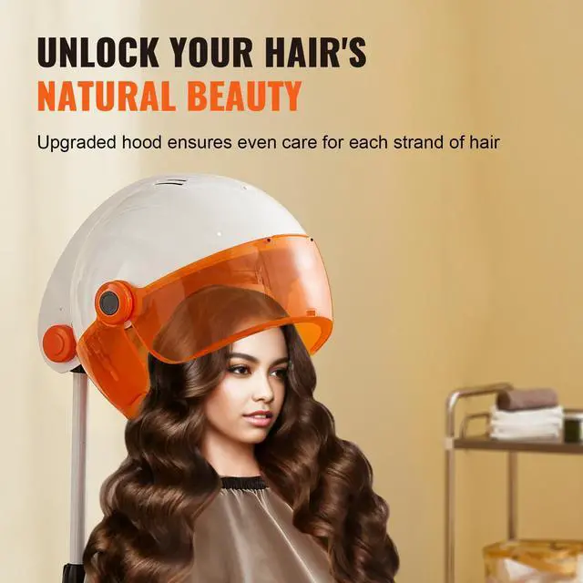 Alt view image 10 of 14 - VEVOR Professional Hooded Dryer, 1875W High-Power Bonnet Hair Dryer, Sit Under Hair Dryer with Timer, 3 Temp Settings & Wind Speed, Floor Standing Rolling Base with Wheels for Beauty Salon Home Spa