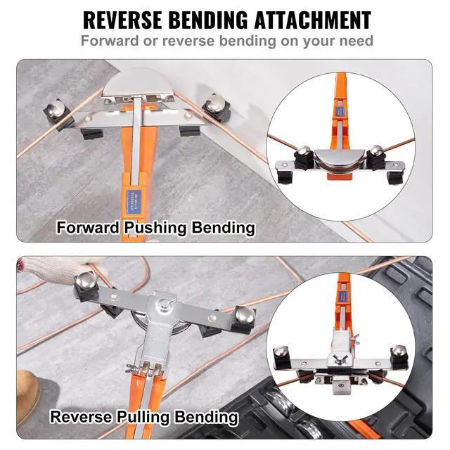 Alt view image 12 of 14 - VEVOR Pipe Tube Bender, 1/4"-7/8" O.D. Ratcheting Tubing Bender, 90° Forward/Reverse Pipes Bending Tools with 7 Dies and Pipe Cutter for HVAC Air Conditioning Refrigerator Repair