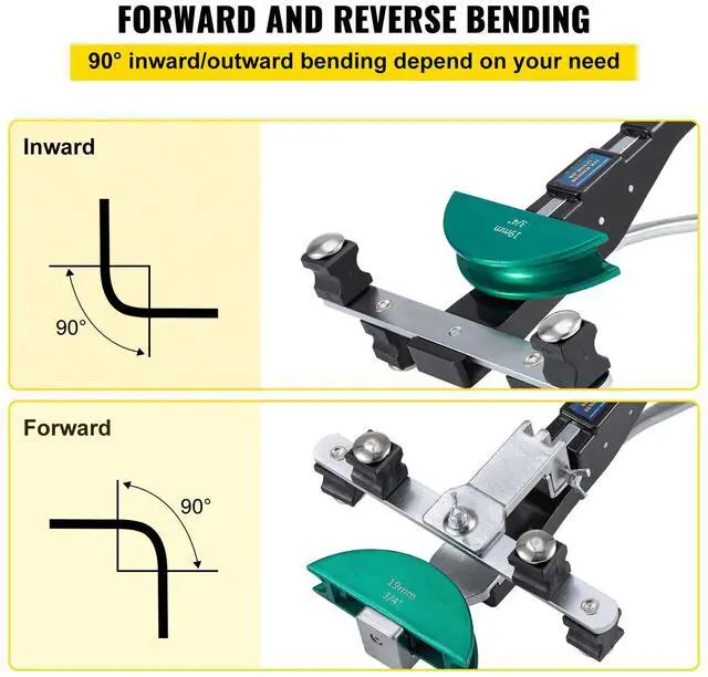 Alt view image 11 of 15 - VEVOR Copper Pipe Bender, 7 Colorful Dies 1/4-7/8 inch 90 Degrees Forward and Reverse Bending, 6-22 mm for Copper & Aluminum Tubes with Reverse Bend Attachment