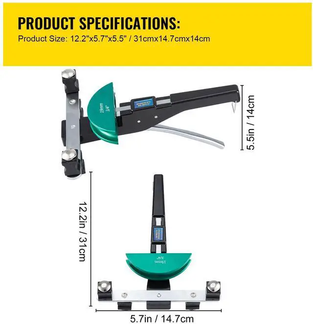 Alt view image 15 of 15 - VEVOR Copper Pipe Bender, 7 Colorful Dies 1/4-7/8 inch 90 Degrees Forward and Reverse Bending, 6-22 mm for Copper & Aluminum Tubes with Reverse Bend Attachment
