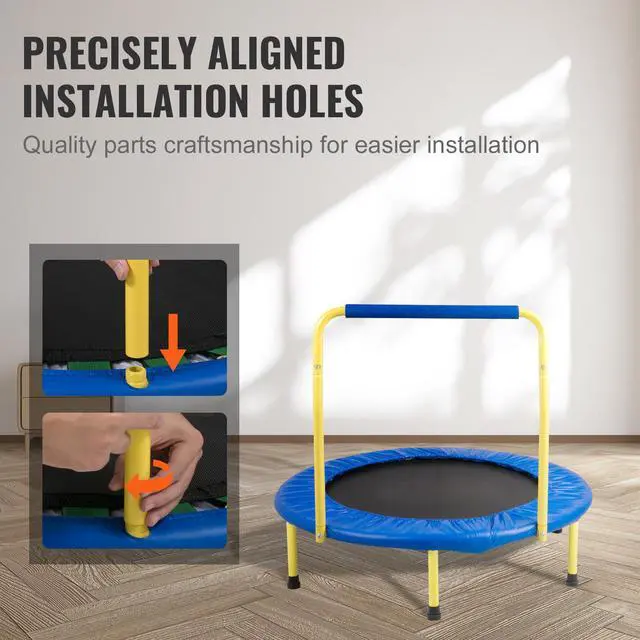 Alt view image 14 of 15 - VEVOR 3FT Trampoline for Kids Indoor/Outdoor Foldable Baby Toddlers Trampoline