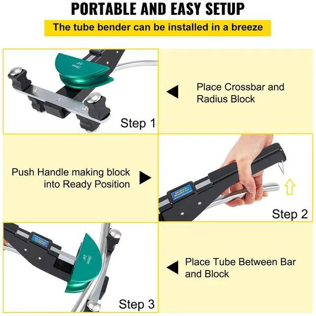 Alt view image 14 of 15 - VEVOR Copper Pipe Bender, 7 Colorful Dies 1/4-7/8 inch 90 Degrees Forward and Reverse Bending, 6-22 mm for Copper & Aluminum Tubes with Reverse Bend Attachment