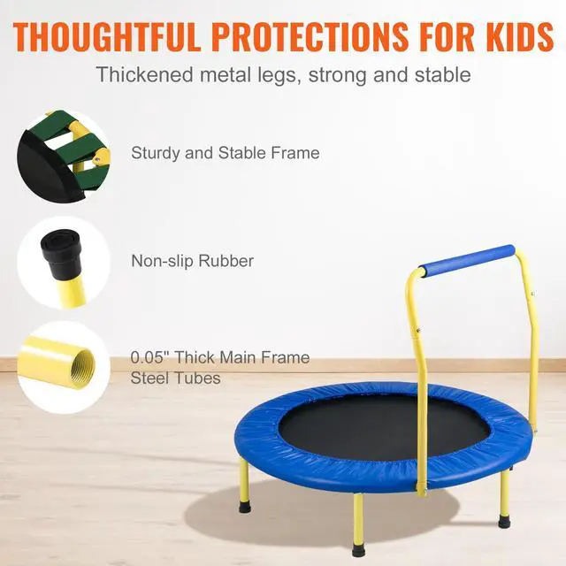 Alt view image 11 of 15 - VEVOR 3FT Trampoline for Kids Indoor/Outdoor Foldable Baby Toddlers Trampoline