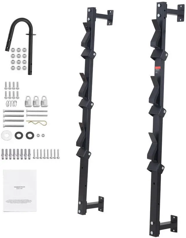 Alt view image 3 of 9 - VEVOR Trimmer Rack, 3 Place Weeder Trimmer Rack, Trim Holder Trailer Rack with Zinc Alloy Password Lock, Wall-mounted or Mount on Enclosed Trailer Landscape Weed Eater, Pair