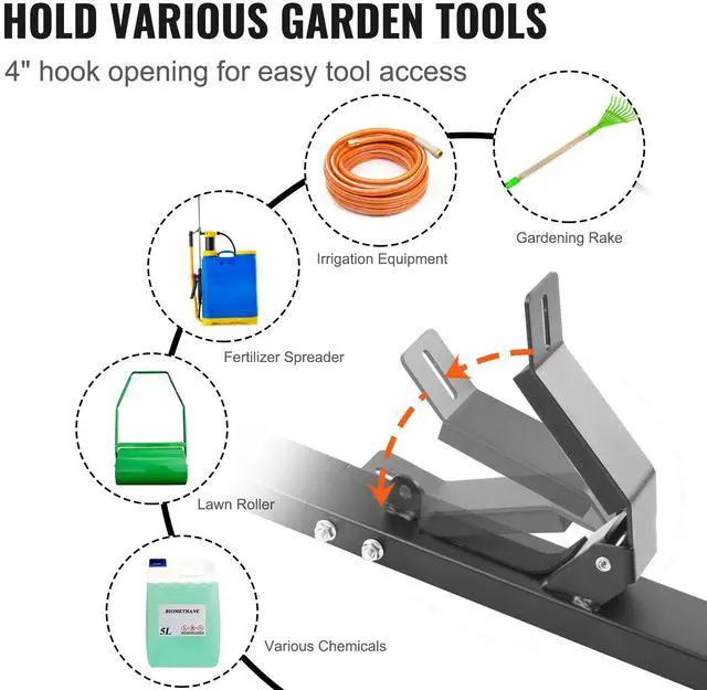 Alt view image 8 of 9 - VEVOR Trimmer Rack, 3 Place Weeder Trimmer Rack, Trim Holder Trailer Rack with Zinc Alloy Password Lock, Wall-mounted or Mount on Enclosed Trailer Landscape Weed Eater, Pair