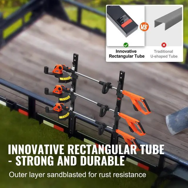 Alt view image 5 of 9 - VEVOR Trimmer Rack, 3 Place Weeder Trimmer Rack, Trim Holder Trailer Rack with Zinc Alloy Password Lock, Wall-mounted or Mount on Enclosed Trailer Landscape Weed Eater, Pair