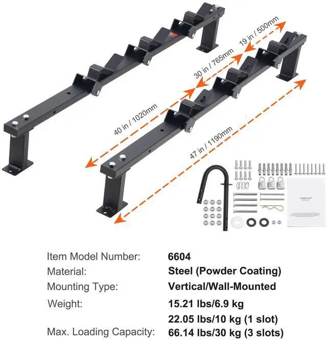 Alt view image 9 of 9 - VEVOR Trimmer Rack, 3 Place Weeder Trimmer Rack, Trim Holder Trailer Rack with Zinc Alloy Password Lock, Wall-mounted or Mount on Enclosed Trailer Landscape Weed Eater, Pair