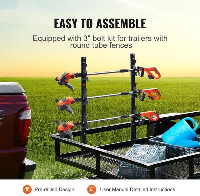 Alt view image 4 of 9 - VEVOR Trimmer Rack, 3 Place Weeder Trimmer Rack, Trim Holder Trailer Rack with Zinc Alloy Password Lock, Wall-mounted or Mount on Enclosed Trailer Landscape Weed Eater, Pair