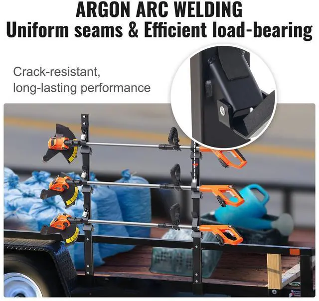 Alt view image 7 of 9 - VEVOR Trimmer Rack, 3 Place Weeder Trimmer Rack, Trim Holder Trailer Rack with Zinc Alloy Password Lock, Wall-mounted or Mount on Enclosed Trailer Landscape Weed Eater, Pair