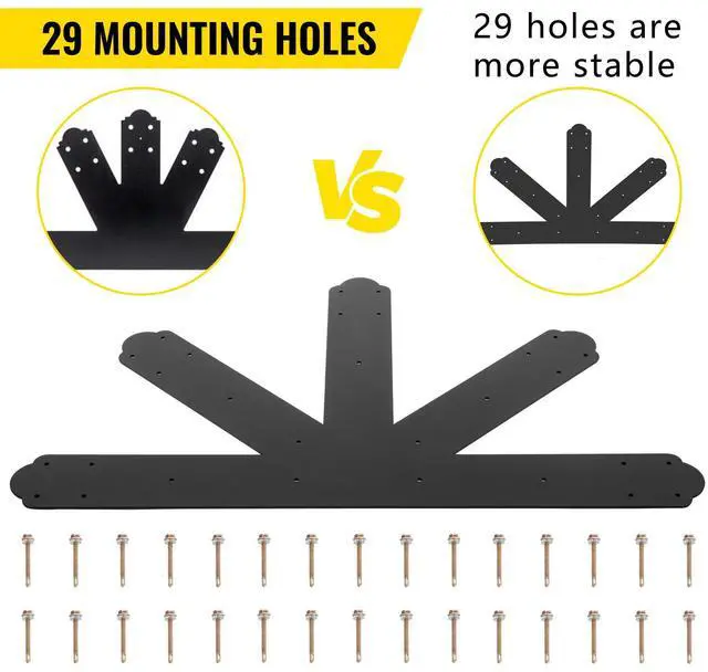Alt view image 5 of 7 - Gable Plate, Black Powder-Coated Truss Connector Plates, 12:12 Pitch Gable Bracket, 4 mm / 0.16\" Steel Truss Nail Plates, Decorative Gable Plate with Bolts for Wooden Beam Use
