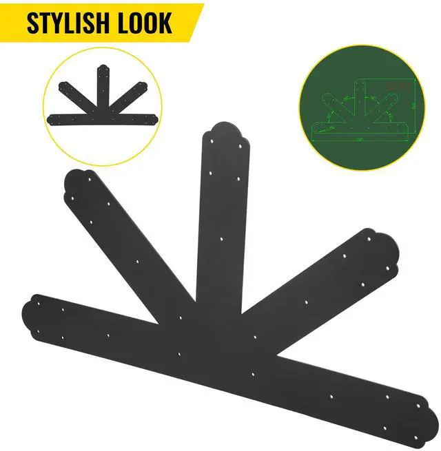 Alt view image 6 of 7 - Gable Plate, Black Powder-Coated Truss Connector Plates, 12:12 Pitch Gable Bracket, 4 mm / 0.16\" Steel Truss Nail Plates, Decorative Gable Plate with Bolts for Wooden Beam Use