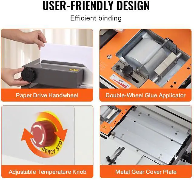 Alt view image 6 of 8 - VEVOR Thermal Binding Machine, 400 Sheets Capacity Hot Glue Binding Machine, Thermal Book Binder 40mm Binding Thickness A3(Short Edge)/A4/A5 Document