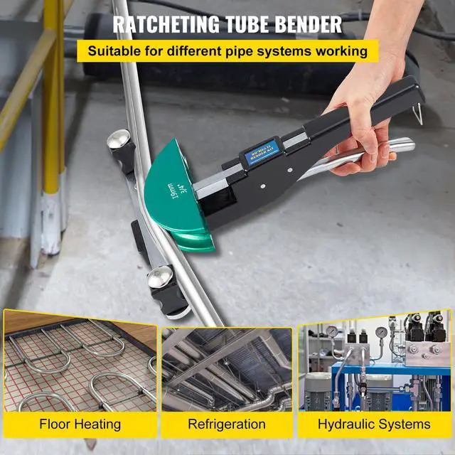 Alt view image 10 of 15 - VEVOR Copper Pipe Bender, 7 Colorful Dies 1/4-7/8 inch 90 Degrees Forward and Reverse Bending, 6-22 mm for Copper & Aluminum Tubes with Reverse Bend Attachment