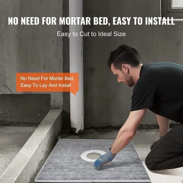 Alt view image 11 of 13 - VEVOR Shower Curb Kit, 36"x36" Shower Pan Kit with 6.3" Central Drain, Lightweight EPS Shower Installation Kits with 2 Waterproof Cloths, Shower Pan Slope Sticks Fit for Bathroom