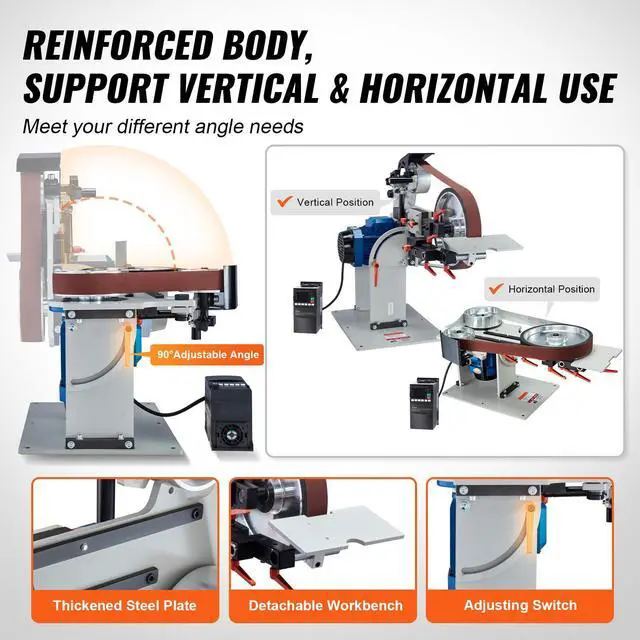 Alt view image 6 of 7 - Belt Grinder Sander, 72 x 2-Inch Variable Speed Belt Polisher with VFD, 1500W Knife Sharpener with 3 Grinding Moulds & 3PCS Sanding Belts for Metalworking, Compatible with 72"- 82*2" Belts