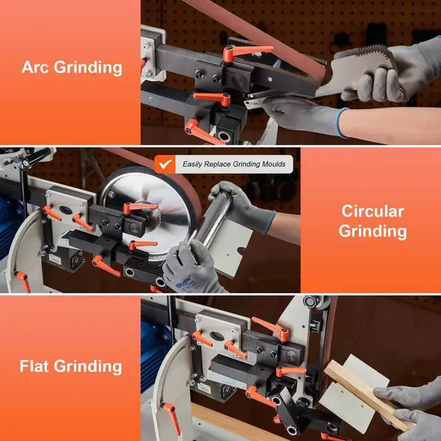 Alt view image 5 of 7 - Belt Grinder Sander, 72 x 2-Inch Variable Speed Belt Polisher with VFD, 1500W Knife Sharpener with 3 Grinding Moulds & 3PCS Sanding Belts for Metalworking, Compatible with 72"- 82*2" Belts