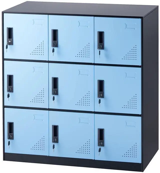 Alt view image 8 of 14 - VEVOR Metal Locker for Employees, 9 Doors Storage Cabinet with Card Slot, Employee Lockers with Keys, 66lbs Loading Capacity office Storage Lockers for Home, School, Office, Gym, Black