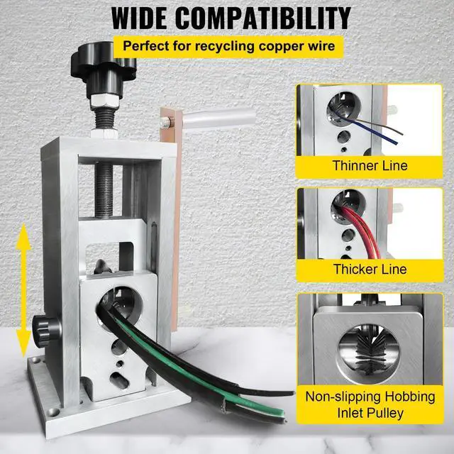 Alt view image 12 of 15 - VEVOR Wire Stripping Machine, 0.06-1.57 inches Drill Powered, Manual Copper Stripper w Heat Treated Steel Ultra Long Lasting Blade, Compact & Portable for Scrap Cable Peeling Recycling