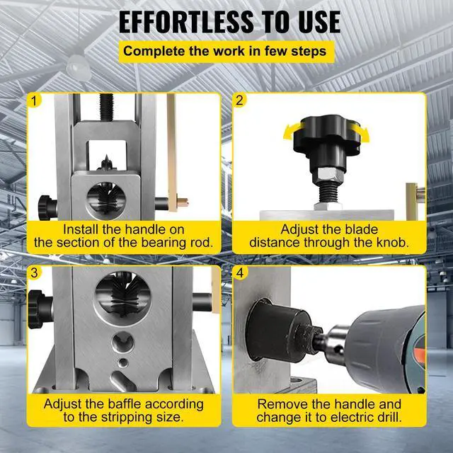 Alt view image 14 of 15 - VEVOR Wire Stripping Machine, 0.06-1.57 inches Drill Powered, Manual Copper Stripper w Heat Treated Steel Ultra Long Lasting Blade, Compact & Portable for Scrap Cable Peeling Recycling