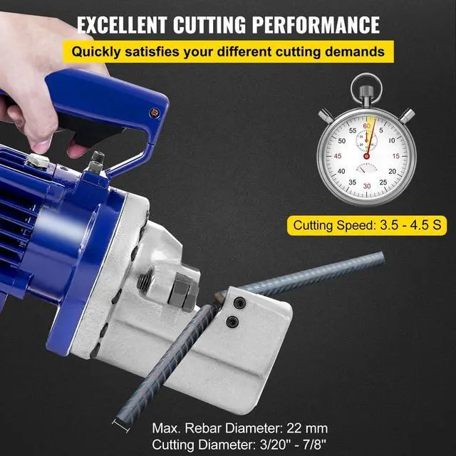 Alt view image 3 of 7 - Electric Rebar Cutter, 1350W Portable Electric Hydraulic Rebar Cutter, Cutting up to  7/8 Inch #7 4-22mm Rebar within 4.5 Seconds,110V,with Easy to Carry Stainless Box