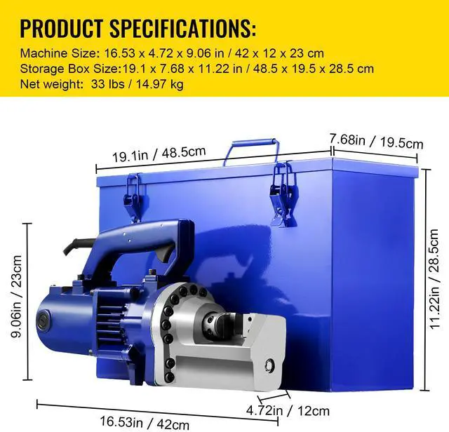 Alt view image 7 of 7 - Electric Rebar Cutter, 1350W Portable Electric Hydraulic Rebar Cutter, Cutting up to  7/8 Inch #7 4-22mm Rebar within 4.5 Seconds,110V,with Easy to Carry Stainless Box