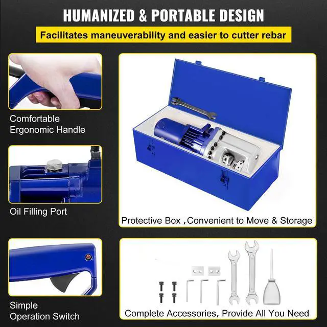 Alt view image 6 of 7 - Electric Rebar Cutter, 1350W Portable Electric Hydraulic Rebar Cutter, Cutting up to  7/8 Inch #7 4-22mm Rebar within 4.5 Seconds,110V,with Easy to Carry Stainless Box