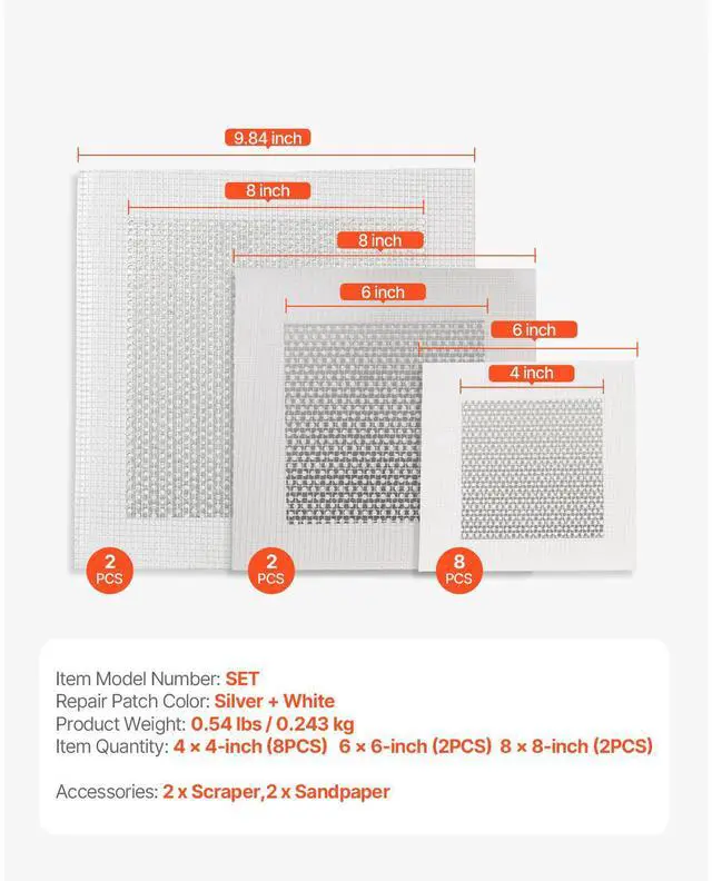 Alt view image 14 of 14 - VEVOR 16PCS Drywall Repair Kit 4/6/8-inch Self-Adhesive Dry Wall Repair Patch Kit
