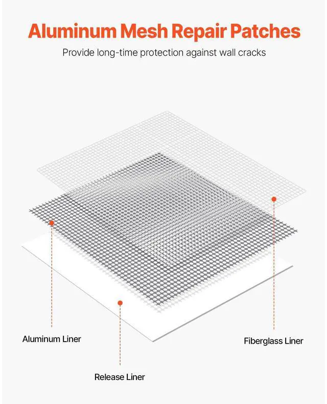 Alt view image 10 of 14 - VEVOR 16PCS Drywall Repair Kit 4/6/8-inch Self-Adhesive Dry Wall Repair Patch Kit