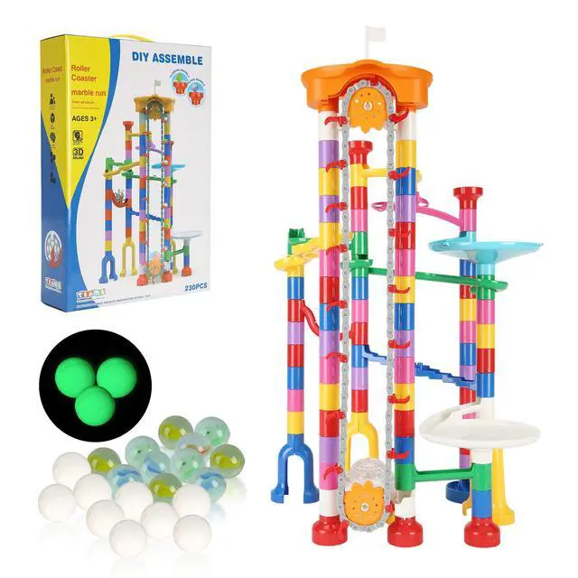 Alt view image 8 of 14 - VEVOR Marble Run Set 230 PCS with Motorized Elevator Educational Maze Game for Kids